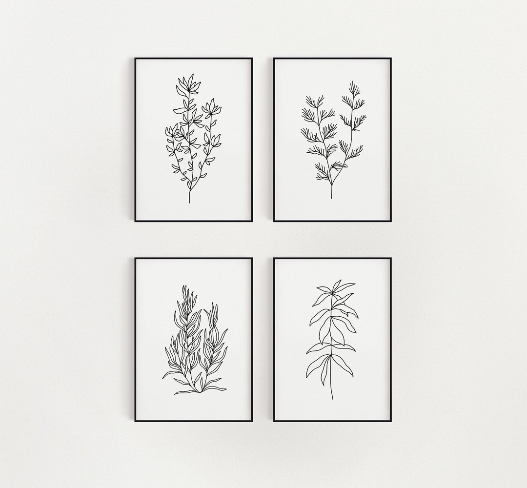 Black and White Botanical Wall Art / DIGITAL DOWNLOAD / Plant Art ...