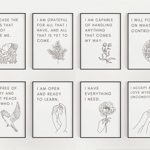 Daily Positive Affirmations / Black and White Prints / DIGITAL DOWNLOAD ...
