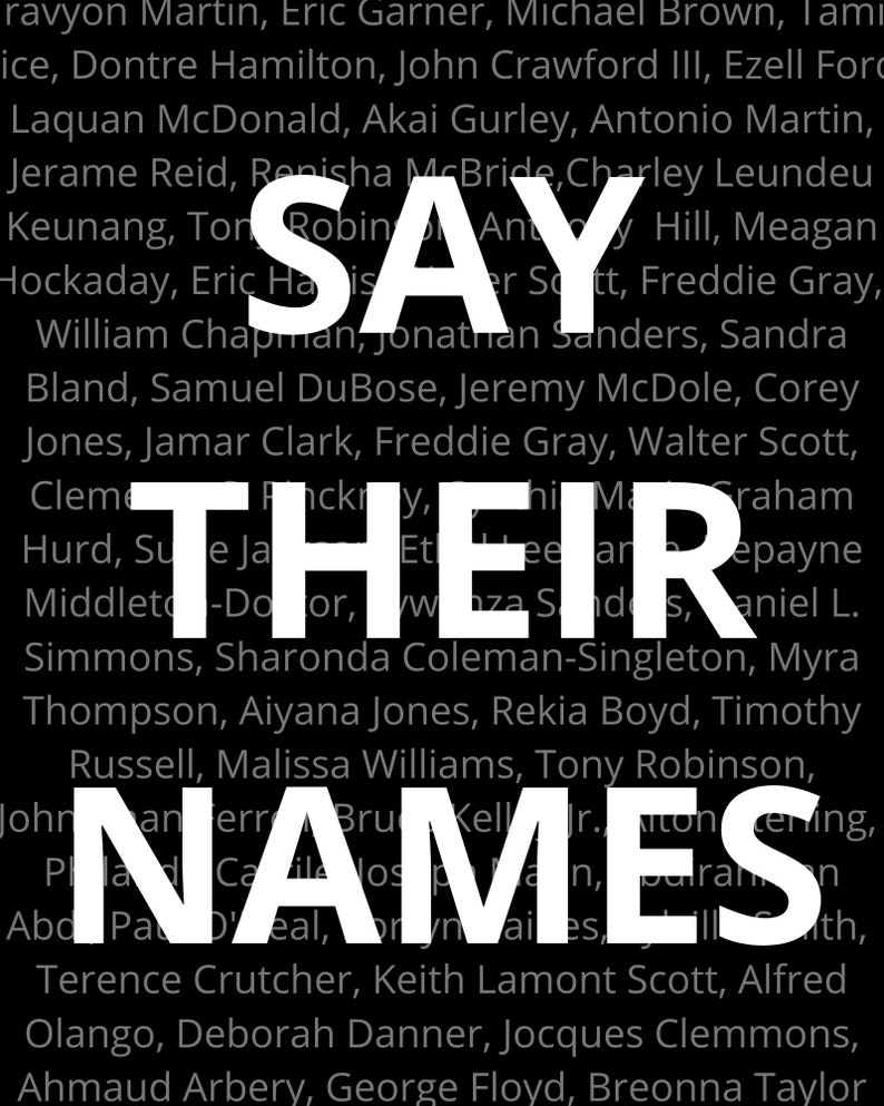 SAY THEIR NAMES Black Lives Matter Movement Blm Poster / | Etsy