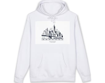 Sudadera minimalista con silueta urbana / Ilustración de silueta urbana, paisaje urbano monocromático