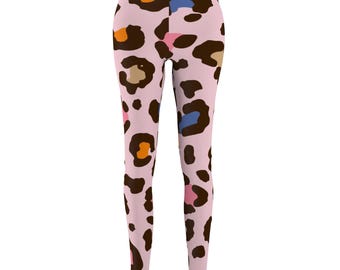 Pink Leopard Print Leggings | Cut & Sew Leggings