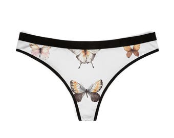 Stringi damskie z motywem motyli akwarelowych | Stringi z nadrukiem motyli