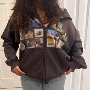 Vintage Pixel Art Gallery Zip Hoodie | Oversized Distressed Hoodie | Y2K Grunge Streetwear | Unisex Heavy Zip Up Sweatshirt