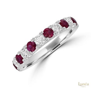 2 ct. Ruby  Diamond Alternating Band Ring | Lab Grown | 14K Gold  Platinum
