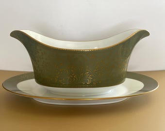 Vintage Sango China VERSAILLES 3632 Gravy Boat with Attached Underplate
