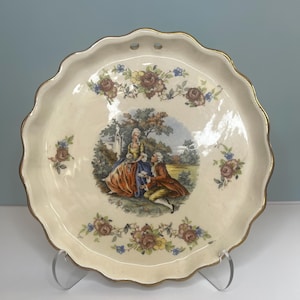 Vintage Squire Ceramics California Wall Plate Romantic Courtship Scene Ruffled Go