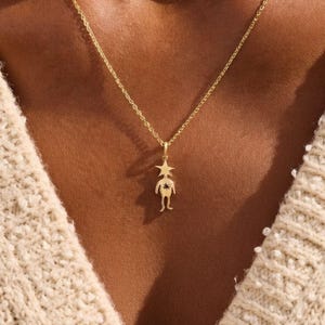 Star Boy Pendant Necklace, Abstract Celestial Child Jewelry, Meaningful Gift