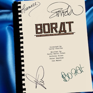 Borat / Guion de la película / Firmas / Sacha Baron Cohen / Pamela Anderson / Ken Davitian / Luenell