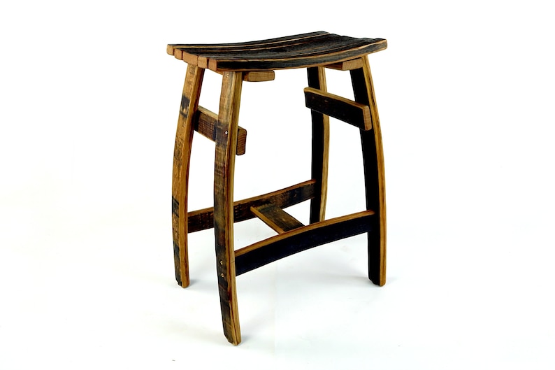 Bourbon Whiskey Barrel Saddle Bar Stool image 9