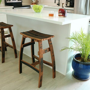 Bourbon Whiskey Barrel Saddle Bar Stool image 10