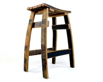 Bourbon Whiskey Barrel Saddle Bar Stool