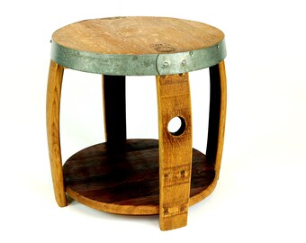 Wine Barrel Side Table - Wine Barrel Nightstand - Repurposed Furniture - Wine Barrel End Table - Round Bedside Table