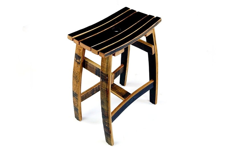 Bourbon Whiskey Barrel Saddle Bar Stool image 4