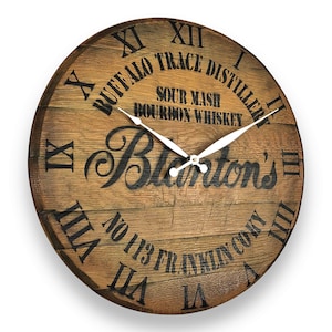 Reclaimed Whiskey Barrel Head Clock | Rustic Bourbon Decor | Black & Silver Clock Hands