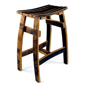 Bourbon Whiskey Barrel Saddle Bar Stool image 3