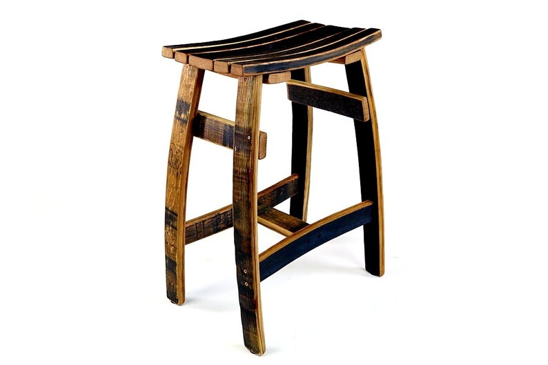 Bourbon Whiskey Barrel Saddle Bar Stool image 3