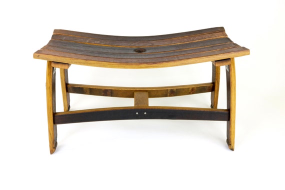 Wine Barrel Bench Reclaimed Wood Bench Etsy