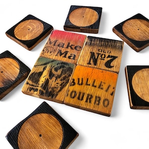 Bourbon Barrel Coasters - Random Assortment - Stocking Stuffers - Holiday Whiskey Gifts Sets