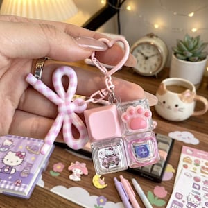 Kawaii Custom Mechanical Keyboard Switch Keychain | Fidget Toy & Backpack Charm