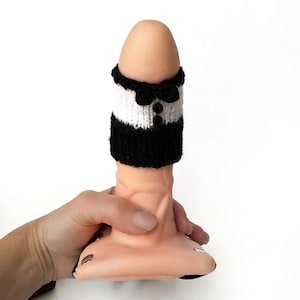 Knitted white and black Penis Gentleman clothes, Cock sock, Cute penis toy gentleman, Penis Sleeve Underwear
