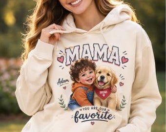 Mama and Golden Retriever Puppy Hoodie | Baby Boy Dog Mom Gift