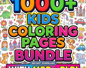 1000+ Kids Coloring Pages Bundle | PLR + MRR Rights | Printable Coloring Book | Instant Digital Download