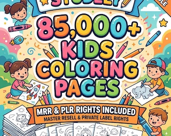 85000+ Kids Coloring Pages Mega Bundle | MRR PLR Rights Included | Printable Coloring Sheets | Commercial Use Resell Rights Digital Download