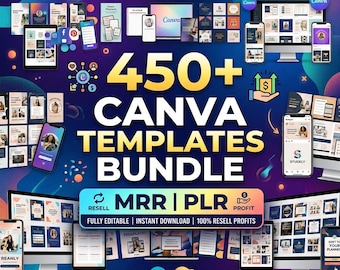 450+ Canva Templates Bundle MRR PLR | Digital Planner Social Media Posts Resell Rights Instant Download Mrr Plr Rights Digital Download