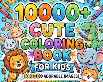 10000+ Cute Coloring Book For Kids | Printable Coloring Pages | PLR MRR Digital Download  Kids Activity Book Commercial Use Instant Download