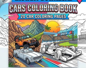 Cars Coloring Book Printable for Kids | 20 Pages Vehicle Coloring Pages | Instant Download A4 & US Letter | Toddler Boy Activity