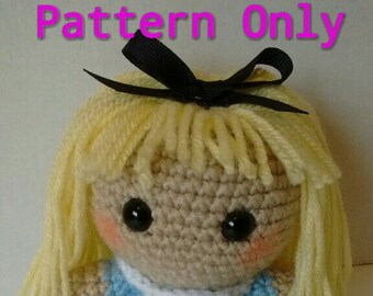 Alice in Wonderland Through The Looking Glass Inspired Amigurmi Doll PATTERN ONLY