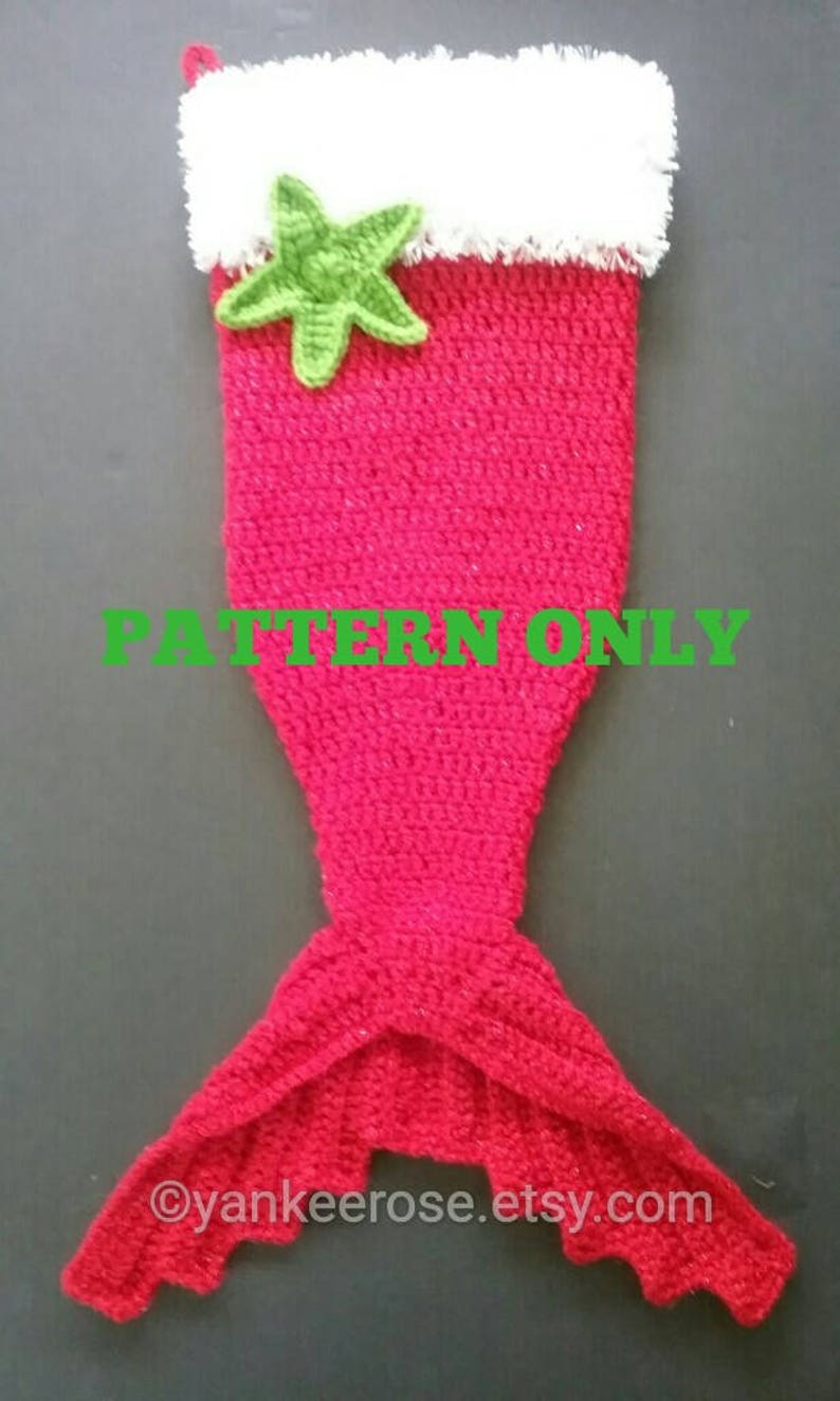 Mermaid Tail Holiday Stocking Crochet Pattern Only Nautical Christmas image 2