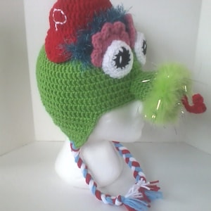 Adult Sized Phillies Phanatic Inspired Hat with Ear Flaps - Perfect for Phillies Baseball Fans!