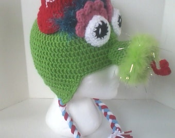Adult Sized Phillies Phanatic Inspired Hat with Ear Flaps - Perfect for Phillies Baseball Fans!