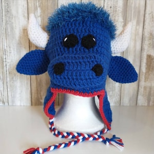 Buffalo Football Baseball Blue Buffalo Hat with Ear Flaps