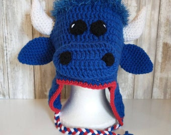 Buffalo Football Baseball Blue Buffalo Hat with Ear Flaps