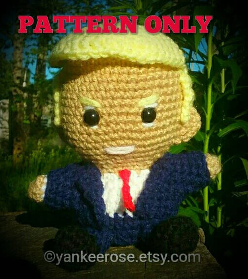 Donald Trump Inspired Amigurmi Doll PATTERN ONLY image 1