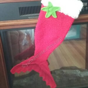 Mermaid Tail Holiday Stocking Crochet Pattern Only Nautical Christmas image 3