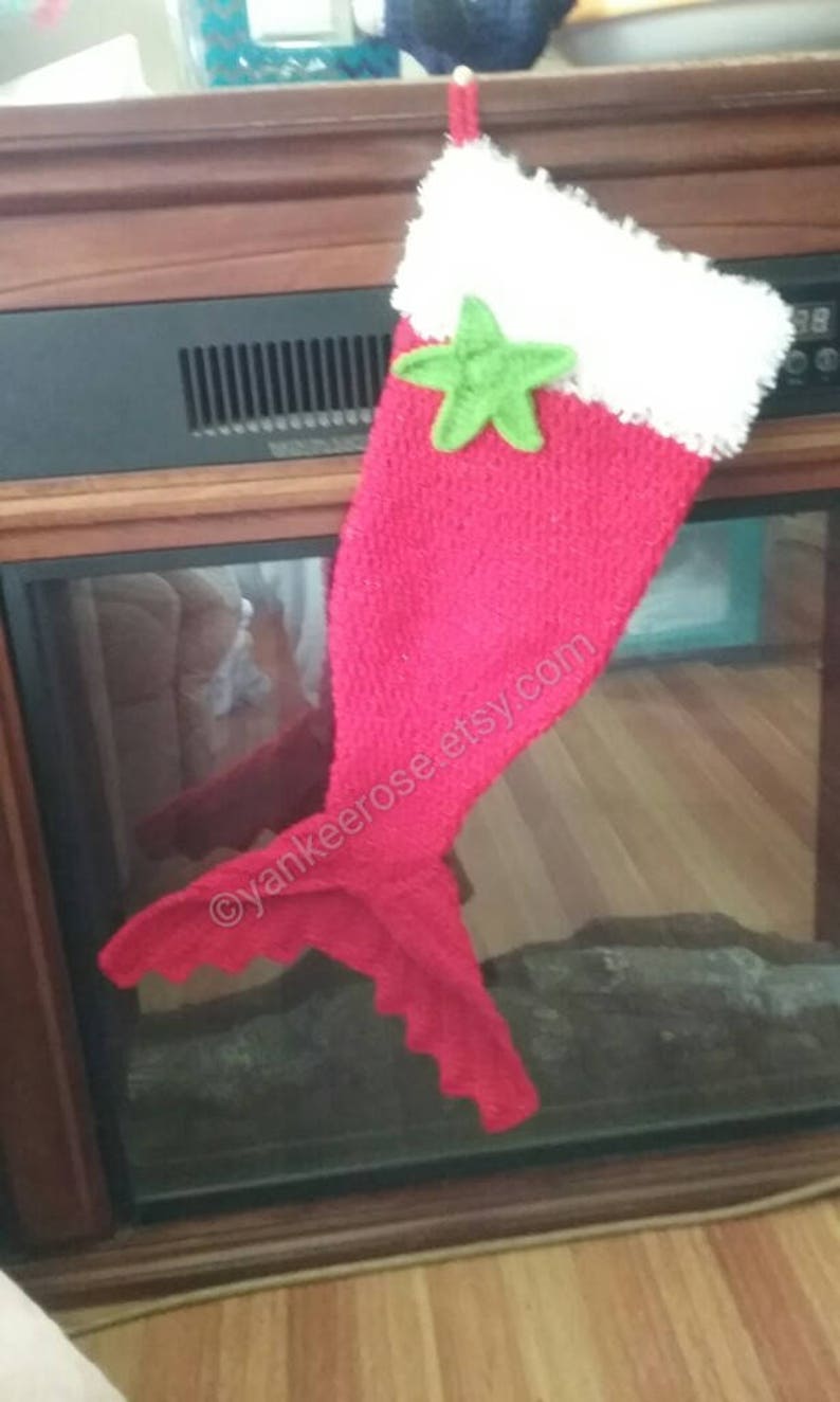 Mermaid Tail Holiday Stocking Crochet Pattern Only Nautical Christmas image 3