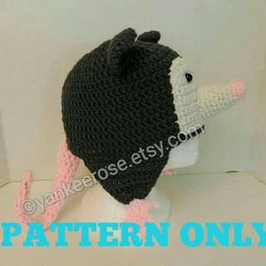 Opossum / Possum Crochet Hat Pattern in Sizes Toddler to XL Adult
