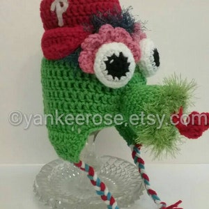 Infant Sized Phillies Phanatic Inspired Hat with Ear Flaps - Perfect for Phillies Baseball Fans!