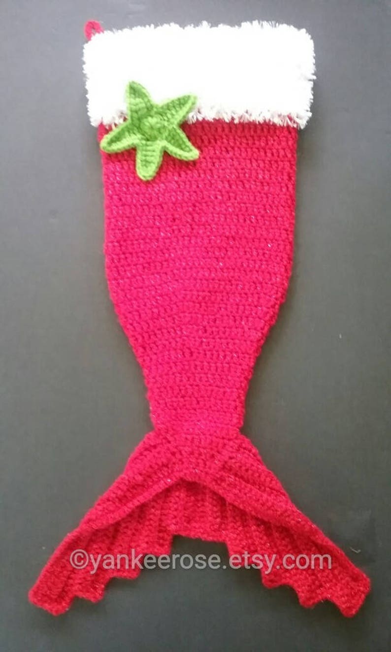 Mermaid Tail Holiday Stocking Crochet Pattern Only Nautical Christmas image 4
