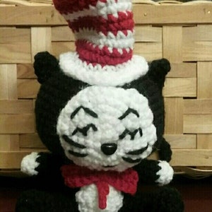 Mischievous Cat wearing a Hat Fathead Amigurumi Plush Doll
