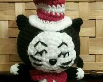 Mischievous Cat wearing a Hat Fathead Amigurumi Plush Doll