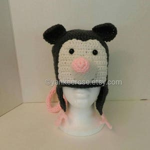 Opossum Hat with Ear Flaps - Possum Hat Adult- Children's Sizes image 2