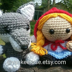 Little Red Riding Hood & The Big Bad Wolf  Inspired Fathead Amigurumi Plush Doll Set - Baby Big Head Dolls