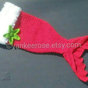 Mermaid Tail Holiday Stocking Crochet Pattern Only Nautical Christmas image 1