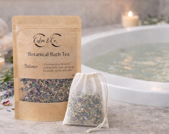 Botanical Bath Tea – Herbal Bath Soak | Relaxing Spa Bath | Lavender Mint Bath Tea | Natural Bath Herbs | Self Care Gift | Calm & Co Balance