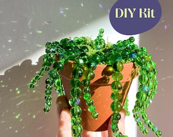 Kit de bricolaje para suculentas con cuentas – Kit de manualidades DIY, planta hecha a mano con cuentas, mini decoración de escritorio, lindo regalo para amantes de las plantas