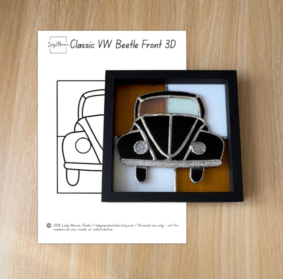 Vw Pattern Frame PATTERN - Stained Glass - Classic VW Volkswagen Beetle - 2 Designs ...